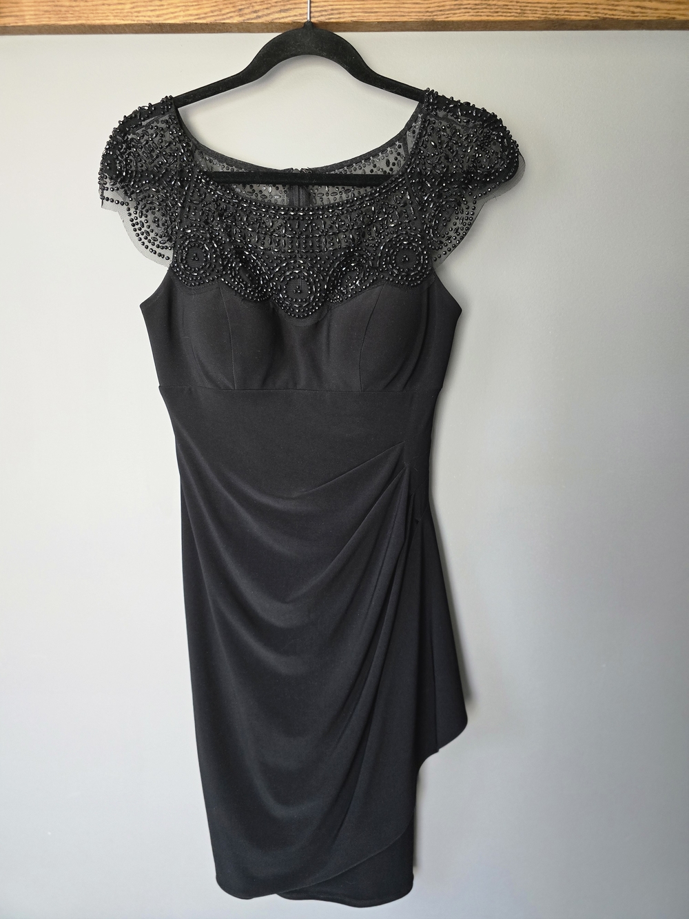 le chateau Black Beaded Lace Yoke Cocktail Dress